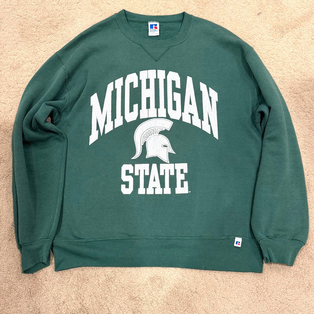 Vintage Russell Athletic Michigan State Sweatshirt Spartan Warrior MSU USA